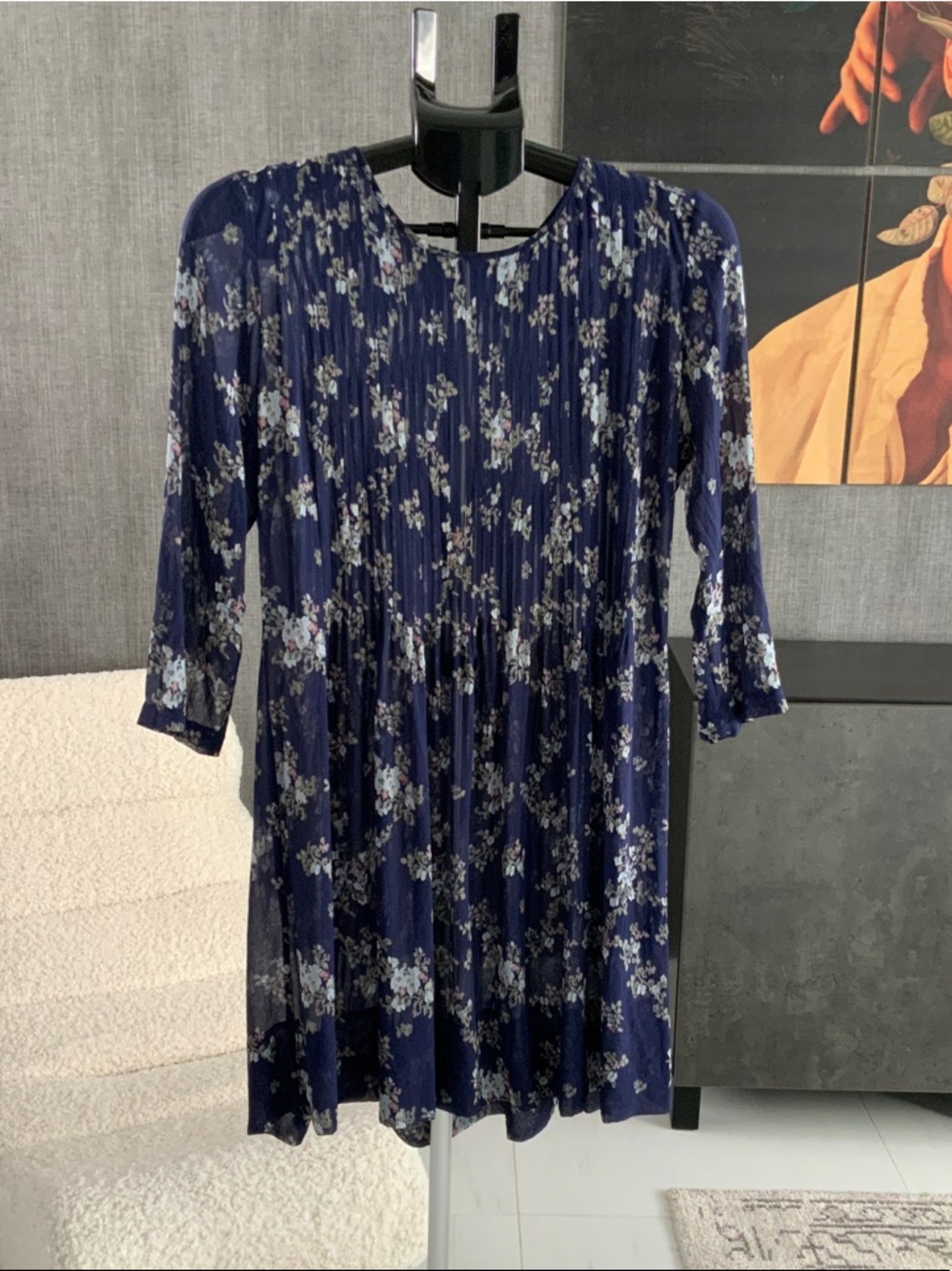 Club Monaco Purple Floral Long-Sleeve Pleated Dress 10